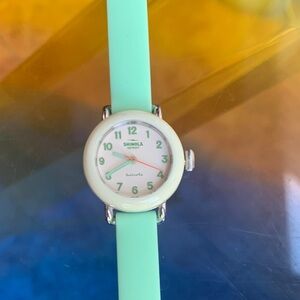 Shinola Women’s Runabout Watch - light green with silicone band